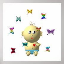 BOUNCING BABY BOY WITH 9 BUTTERFLIES PRINT