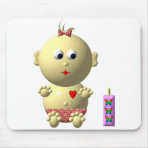 BOUNCING BABY GIRL WITH 1 BOTTLE MOUSE PAD