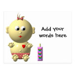 BOUNCING BABY GIRL WITH 1 BOTTLE POST CARDS