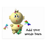 BOUNCING BABY GIRL WITH 4 DRAGONFLIES POST CARD
