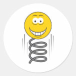 Bouncing Spring Smiley Face Round Sticker