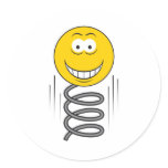 Bouncing Spring Smiley Face Round Sticker