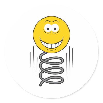 Bouncing Spring Smiley Face Round Sticker by doonidesigns