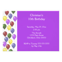 Bountiful Balloons Invitation (Purple)