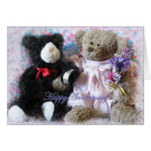 Bouquet d'anniversaire d'ours cartes de vœux
