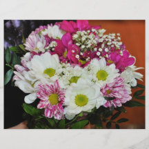 Bouquet de fleurs roses et blanches prospectus customisé