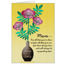Bouquet in Vase on Yellow for Mother's Day Greeting Cards