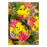 Bouquet of flowers in plastic bag Red flowers Cards