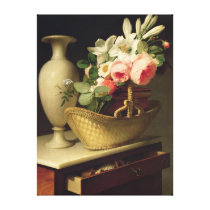 Bouquet of Lilies and Roses in a Basket, 1814 canvas prints
