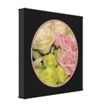 Bouquet of pink, yellow & peach roses canvas print