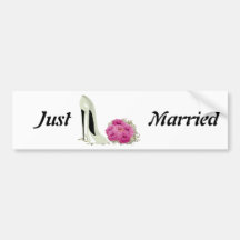 Bouquet Roses and Wedding Stiletto Gifts Bumper Sticker