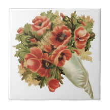 Bouquet rouge de pavots carreaux