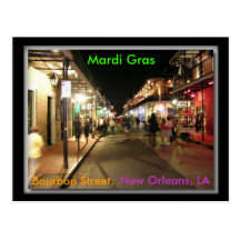 Bourbon Street Mardi Gras, New Orleans, LA postcar Post Card