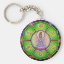Bourdonnement" Keychain de Kuan Yin "OM Mani Padme Porte-clés