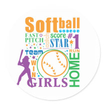 Bourne Softball Round Stickers