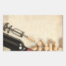 Bouteille de vin sticker en rectangle
