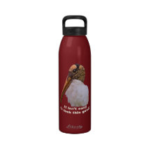 Bouteille d'eau personnalisable de cigogne en bois