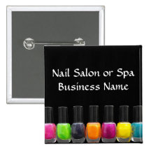 Bouteilles colorées de vernis à ongles, salon d'on badge