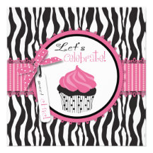 Boutique Chic Cupcake Square Blanks Personalized Announcements
