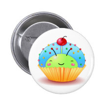 Bouton bleu de petit gâteau de coccinelle pin's avec agrafe