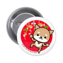 Bouton - chiot - rouge japonais pin's avec agrafe