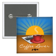 Bouton de coutume de carré de tasse de café de caf badges