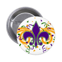 Bouton de Fleur-De-Lis de mardi gras Badge