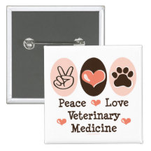 Bouton de médecine vétérinaire d'amour de paix badge
