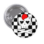 BOUTON DE PIN DE DAMIER DE CRÂNE DE KAWAII DEATHRO BADGE AVEC ÉPINGLE