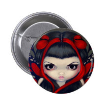 Bouton féerique rouge grincheux pin's avec agrafe