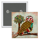 Bouton rose de cru de hibou boutons publicitaires
