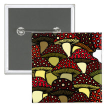 Bouton rouge de champignons badge avec épingle