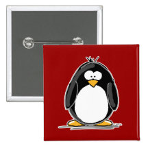 Bouton rouge de pingouin badges