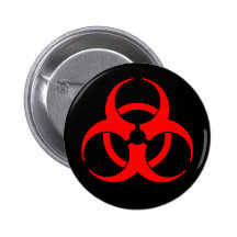 Bouton rouge et noir de symbole de Biohazard Badge