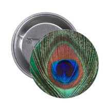 Bouton vert de plume de paon pin's avec agrafe