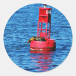 Bouy In San Diego Bay With A Seal On It Stickers