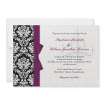 Bow and Chandelier Damask Wedding Invitation