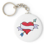 Bow & Arrow Valentine Heart With Blank Banner Keychains