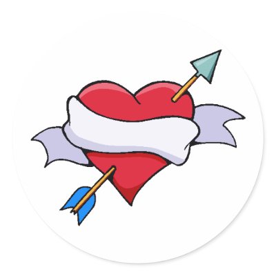 Bow & Arrow Valentine Heart With Blank Banner Round Stickers by kokobaby