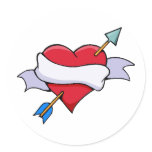 Bow & Arrow Valentine Heart With Blank Banner stickers