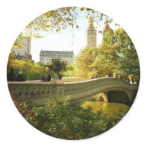Bow Bridge in Autumn, Central Park, New York City Round Stickers