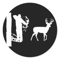 Bowhunter in Treestand Shooting Deer