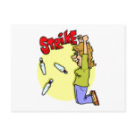 bowler celebrating strike cartoon postcards