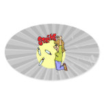 bowler celebrating strike cartoon oval stickers