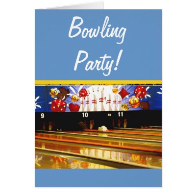 Bowling Alley Lanes, Colorful! Art Template Card by JayneLogan