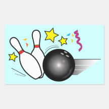 Bowling Ball and Pins Rectangular Stickers