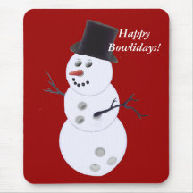 Bowling Ball Snowman Christmas Mousepads
