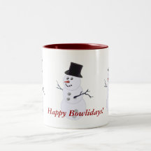 Bowling Ball Snowman Christmas Mugs