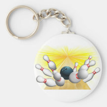 Bowling ball strike keychain