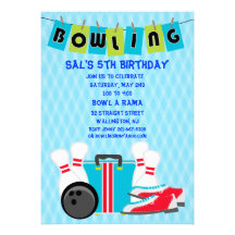 Bowling Banner Birthday Party Invitation